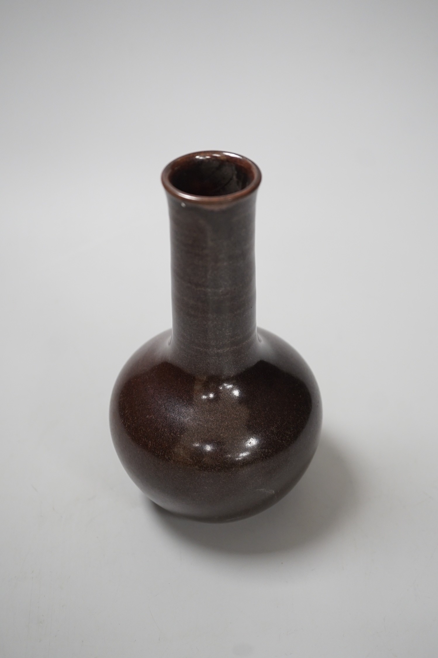 A Chinese tea dust glazed bottle vase, 17cm